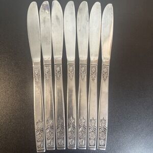 Imperial International Young Rose‎ Dinner Knives Stainless Silverware Set Of 7